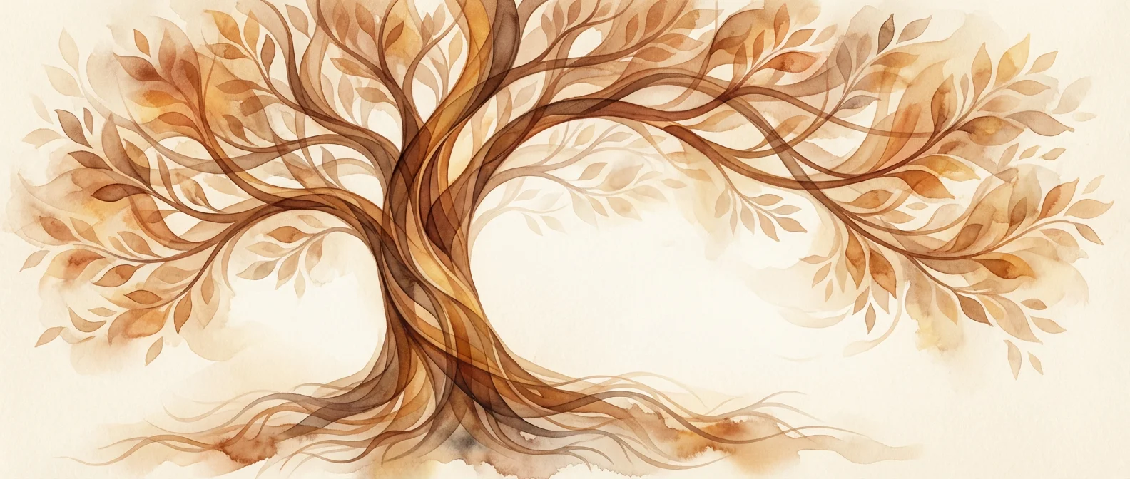 Illustration of a Chinese family tree with generations branching from ancestral roots